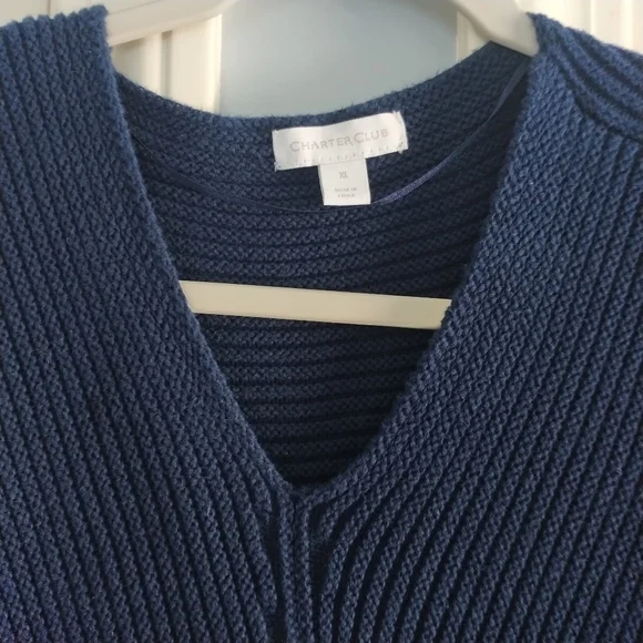 Charter Club V Neck Chunky Knit Cotton Sweater XL - Picture 6 of 11